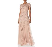 Adrianna Papell Floral Beaded Godet Gown Robe de soirée Formelle, Rose Gold, 40 Femme