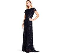 Adrianna Papell Robe à Paillettes à Manches Courtes pour Femme, Noir, 38