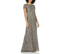 Adrianna Papell Robe de soirée Maxi Scoop Sans manche Femme, Argenté - Lead, 42