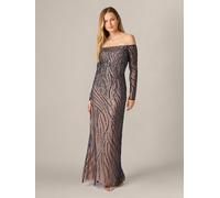 Adrianna Papell Robe longue Adrianna Papell ornée de perles Bleu EU 34 (UK 6)