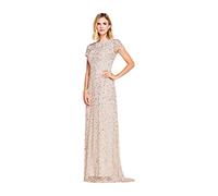 Adrianna Papell Robe Longue Perlée Col en V avec Manches Courtes et Taille Robe Femme (Lot de 1)