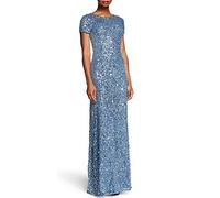 Adrianna Papell Robe à Paillettes à Manches Courtes, Nile, 40 Femme