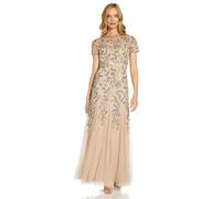 Adrianna Papell Floral Beaded Godet Robe, Beige (Taupe/Pink), FR: 36 (Taille Fabricant: Size 8) Femme