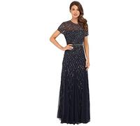 Adrianna Papell Women's Short-Sleeve Beaded Mesh Gown