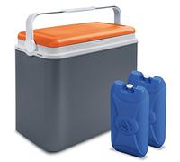 Adriatic Grand glacière isotherme 24 l avec 2 pains de glace, Gris et orange, Cooler Box + 2 Ice Packs