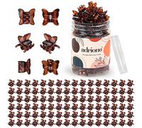 ADRIONE Lot de 100 petites pinces à cheveux pour femme - Mini papillon marron - Petites pinces à cheveux solides - Petites pinces à cheveux pour femme - Petites pinces à cheveux fins pour frange