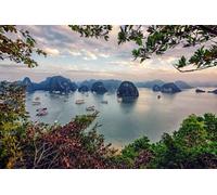 adrium 159745776 Poster de la baie d'Halong au coucher du soleil au Vietnam 120 x 80 cm