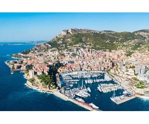 adrium Affiche 140 x 90 cm : vue aérienne du port de Monte-Carlo à Monaco, Monaco est un pays situé sur la Côte d'Azur près de
