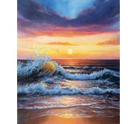 adrium Affiche 70 x 80 cm : un coucher de soleil vivant et éclatant plonge le ciel dans des tons orange, rose et violet pendant que le soleil