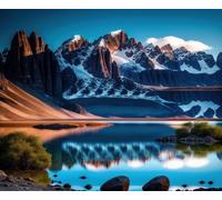 adrium Affiche de 110 x 90 cm : Réflexion du Mont Fitz Roy, Parc National de Los Glaciares, Argentine (244689633)