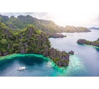 adrium Coron 137054151 Poster de 120 x 80 cm - Vue aérienne du Twin Lagoon sur une île paradisiaque avec des rochers calcaires pointus et une destination tropicale