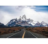 adrium Image composite en aluminium 110 x 70 cm : Monte Mount Fitz Roy, à El Chalten, Argentine, vu depuis la rue. Sommet enneigé du mont Fitzroy,
