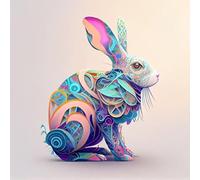 adrium Image composite en aluminium 30 x 30 cm : lapin de Pâques coloré en lignes incurvées, concept de carte de vœux dans le style d'un graphique vectoriel, créé avec une IA générative (205729629)
