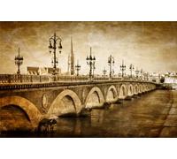 adrium Poster 60 x 40 cm : pont de la rivière Bordeaux avec cathédrale Saint-Michel Vintage (16897345)