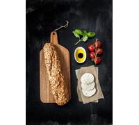 adrium Tableau 50 x 70 cm : recette sandwich - petits pains, mozzarella, tomates cerises et basilic - Ingrédients sur tableau noir par le haut (55317485)