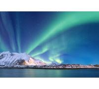 adrium Tableau acrylique 100 x 70 cm - Aurores boréales sous les montagnes - Magnifique paysage naturel en Norvège (98249847)