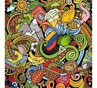 adrium Tableau acrylique 30 x 30 cm : dessin animé Equateur motif sans couture (182993302)