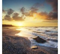 adrium Tableau acrylique 60 x 60 cm : bord de la mer au lever du soleil doré. Magnifique paysage marin naturel (47666473)