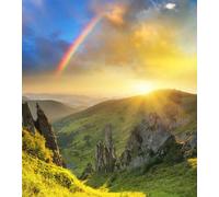 adrium Tableau acrylique 60 x 70 cm - Vallée de montagne au lever du soleil - Paysage d'été naturel (57051788)