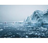 adrium Tableau composite aluminium 40 x 30 cm : magnifique voilier rouge dans l'Arctique à côté d'un immense iceberg montrant l'amplitude Croisière entre