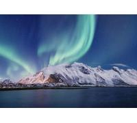 adrium Tableau composite en aluminium 100 x 70 cm : aurores boréales sous les montagnes. Magnifique paysage naturel en Norvège (98007693)