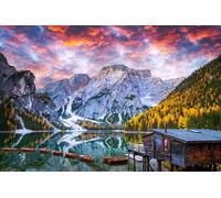 adrium Tableau composite en aluminium 110 x 70 cm : paysage pittoresque avec célèbres oiseaux marins aux Dolomites d'automne (211347019)