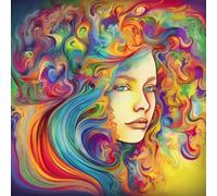 adrium Tableau composite en aluminium 30 x 30 cm : belle fille aux cheveux longs et ondulés Illustration vectorielle Fond coloré (208727984)