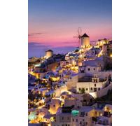 adrium Tableau composite en aluminium 40 x 60 cm : village d'Oia, Santorini, Grèce. Vue sur les maisons traditionnelles de Santorini. Petites rues étroites et toits de maisons (177023038)