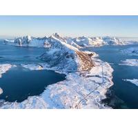 adrium Tableau composite en aluminium 60 x 40 cm : vue aérienne des montagnes et de la baie de la mer sur les Lofoten, Norvège. (107192256)