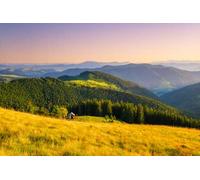 adrium Tableau composite en aluminium 60 x 40 cm - Vue sur une chaîne de montagnes - Paysage au coucher du soleil en été - Collines brumeuses dans la région montagneuse - Photo de voyage (170369320)