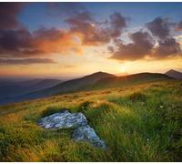 adrium Tableau composite en aluminium 60 x 50 cm : coucher de soleil clair dans les montagnes en été. Magnifique paysage naturel (47666471)