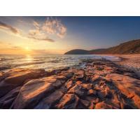 adrium Tableau composite en aluminium 80 x 50 cm : rochers à Cala Violina Beach à Maremme au coucher du soleil Destination en Méditerranée Province de Grosseto, région de Toscane (243906355)
