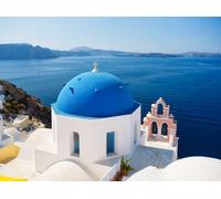 adrium Tableau composite en aluminium 90 x 70 cm : Santorin, Grèce. Un regard sur l'architecture grecque traditionnelle. Village d'Oia, île de Santorini, Grèce (173672915)