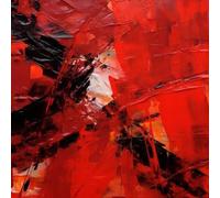adrium Tableau en aluminium composite, 30 x 30 cm, fond grunge abstrait avec traits rouges et noirs et éclaboussures (208728483)