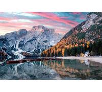adrium Tableau en aluminium composite 90 x 60 cm : paysage pittoresque avec célèbres oiseaux marins aux Dolomites d'automne (189307550)
