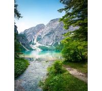 adrium Tableau en bois de 30 x 40 cm : Lake Braies ou Lake Prague, montagnes des lacs sauvages et des Dolomites de Prague, région du Tyrol du Sud, Italie et Europe (244048480)