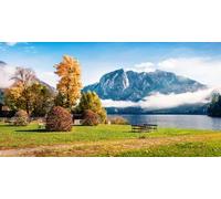 adrium Tableau sur toile 140 x 70 cm : spectaculaire panorama d'automne de Altausseer voir le lac avec un mur de trissel en arrière-plan. Vue du matin impressionnante du (131848150)