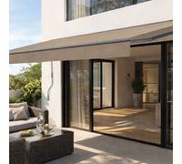 Adro store banne manuel 3,95 x 3 m en aluminium avec toile taupe
