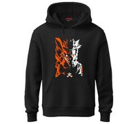 ADRO Sweat à capuche pour homme avec imprimé Naruto Uzumaki, 100 % coton 340 g/m², tissu chaud et doux., Noir, 46