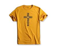 ADRO T-shirt en coton imprimé Dieu pour homme, moutarde, Taille M