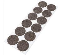 Adsamm® / 12 x Patins en Feutre en Laine véritable/Marron/Ø 40 mm/Rond / 3 mm Hauteur/Patins glisseurs Auto-adhésifs de qualité Adsamm®