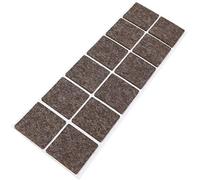 Adsamm® / 12 x Patins en Feutre en Laine véritable/Marron / 40x40 mm/carré / 3 mm Hauteur/Patins glisseurs Auto-adhésifs de qualité Adsamm®