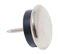 Adsamm® / 16 x patins glisseurs en métal avec amortisseur et clou / argentés / Ø 25 mm / rond / pieds glisseurs en métal et gomme à clou pour meubles