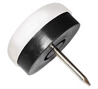 Adsamm® / 32 x patins glisseurs en plastique avec amortisseur en caoutchouc et clou / blancs / Ø 25 mm / rond / pieds glisseurs en plastique et gomme à clou pour meubles