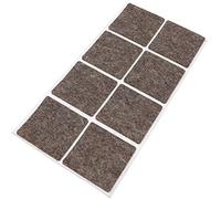 Adsamm® / 8 x Patins en Feutre en Laine véritable/Marron / 50x50 mm/carré / 3 mm Hauteur/Patins glisseurs Auto-adhésifs de qualité Adsamm®