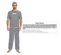 Adsfvs Costume Prisonnier Homme | Costume Criminel Rayé Noir et Blanc | Tenue Complet avec Veste et Pantalon pour Fêtes à Thème Halloween Noël