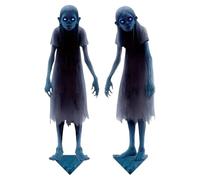 Adsfvs Piquets de Jardin pour Signes Décoratifs de Jumeaux Halloween | Signe en Métal pour Jumeaux Effrayants Pelouse et Jardin 2 Pièces,Insertion au Sol pour Décorations d'halloween Horreur pour