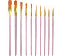 adspow 10 Pièces Pinceaux Peinture,Pinceaux Peinture Acrylique,Nylon Pinceau Artiste Plume Lisse,Pinceaux de Peinture à l'huile,pour Peinture Acrylique, Peinture à l'huile, Aquarelle et Gouache,Rose