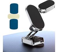ADSQ 2022 New Alloy Folding Magnetic Car Phone Holder, 360° Rotation, Mini-Size, Nouveau Support de téléphone de Voiture Rotatif et rétractable Universel, Facile à Plier et à Ranger Silver