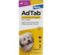 AdTab 112mg Antiparasitaire Interne Chien +2,5-5,5kg 3 Comprimés À Croquer